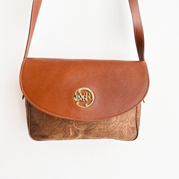 Vintage Nina Ricci Logo Spellout Coated Canvas Leather Trim Camera Bag - Picture 3 of 14